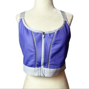 Fabletics Women's Purple Sports Bra Zipper Racerback Adjustable Size 2X.